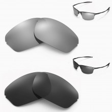 Walleva Titanium + Black Polarized Replacement Lenses For Oakley Half Wire 2.0 Sunglasses